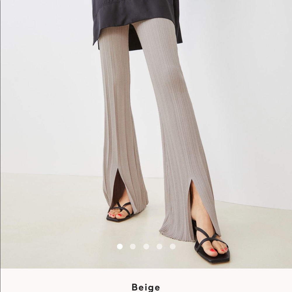 H&M cream slit pants